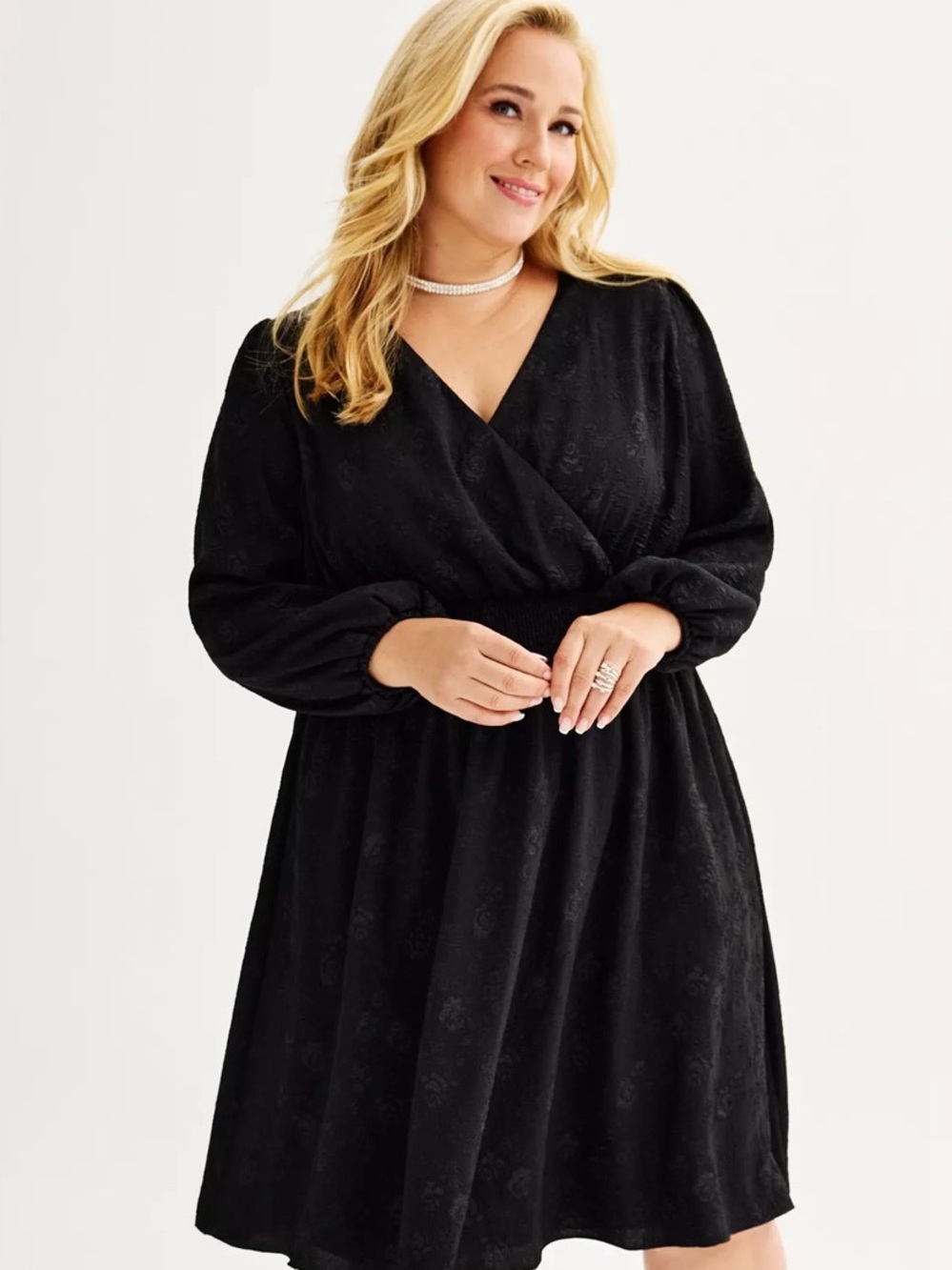 NWT Draper James RSVP Black Puff Sleeved Dress Smocked Waist Plus Size XXL